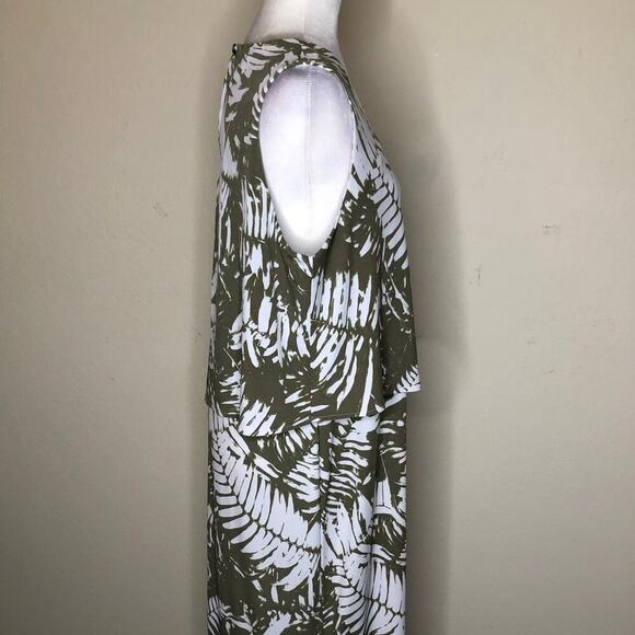 Chico’s Travelers Palm Leaf Print Maxi‎ Dress Green & White Sleeveless Tropical - Picture 7 of 16